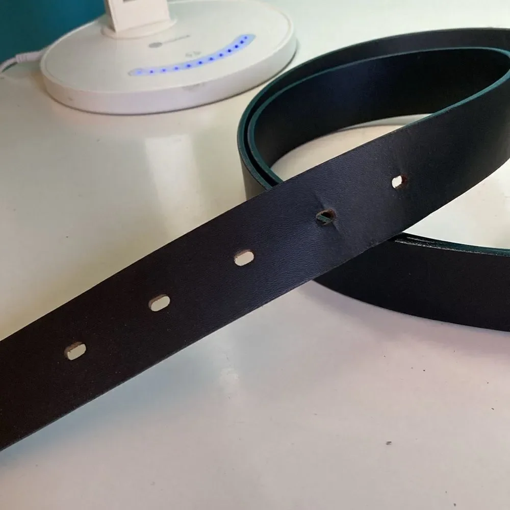 McJim Men’s Black Leather Belt Classic Leather Fits Waists 50 to 54” Around